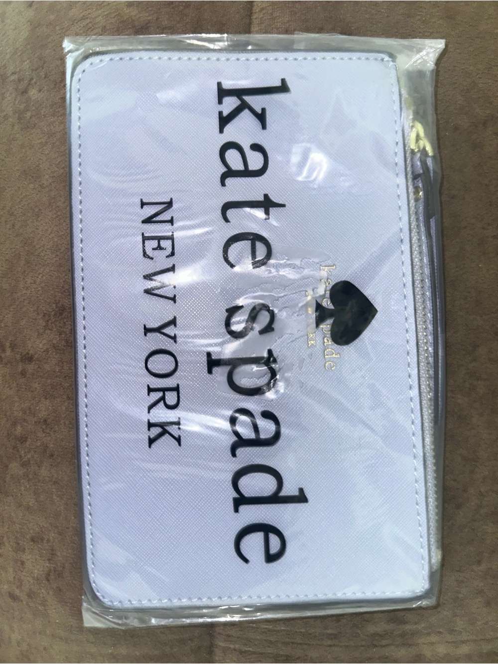 kate spade White Logo Zip Cosmetic Pouch